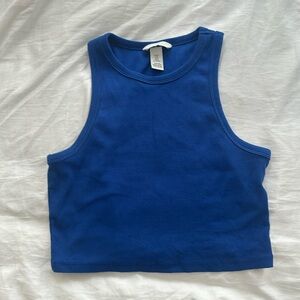 Blue ribbed cropped H&M tank top